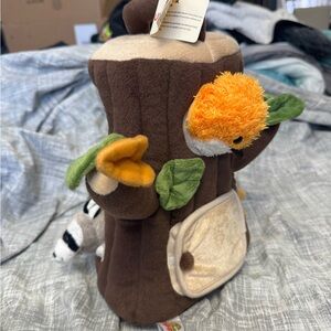 Plush Tree Stump with Animals - Brown, Green, Orange
